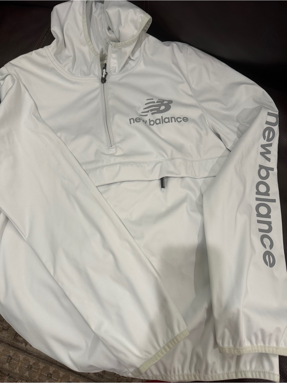 New Balance White Pullover Jacket with Gray Logo